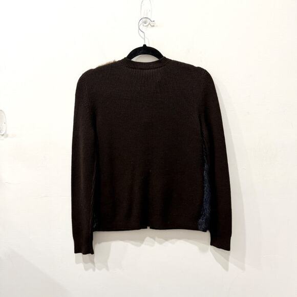Fendi Wool Mink Fur Paneled Zip Front Sweater Brown/Black Women's 38 IT / US 6 - Picture 2 of 4